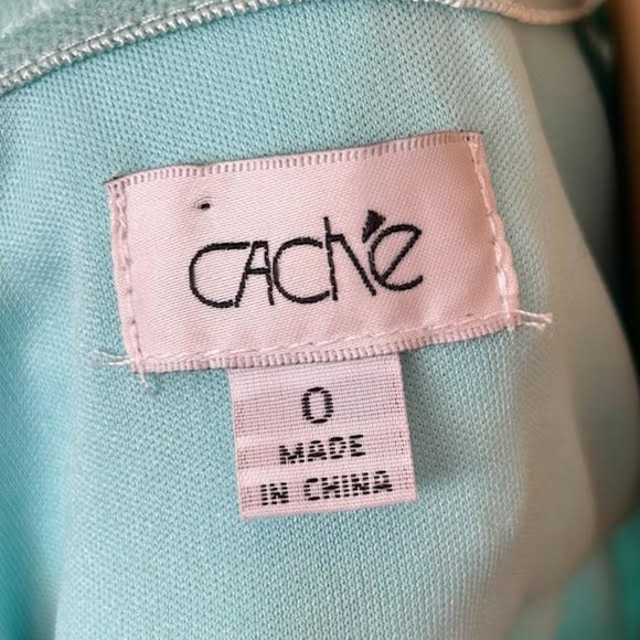 Cache Formal Dress Icy Mint Blue Green Shimmer Beaded Embellished Empire Waist 0 - Picture 10 of 10